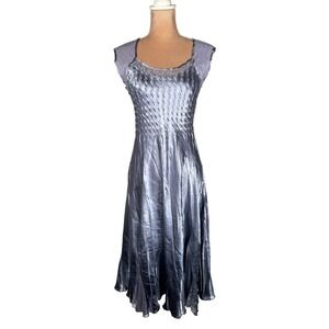 KOMAROV Crinkle Textured Midi Dress Lavender Lace Skirt Insert Fairy Core Sz S